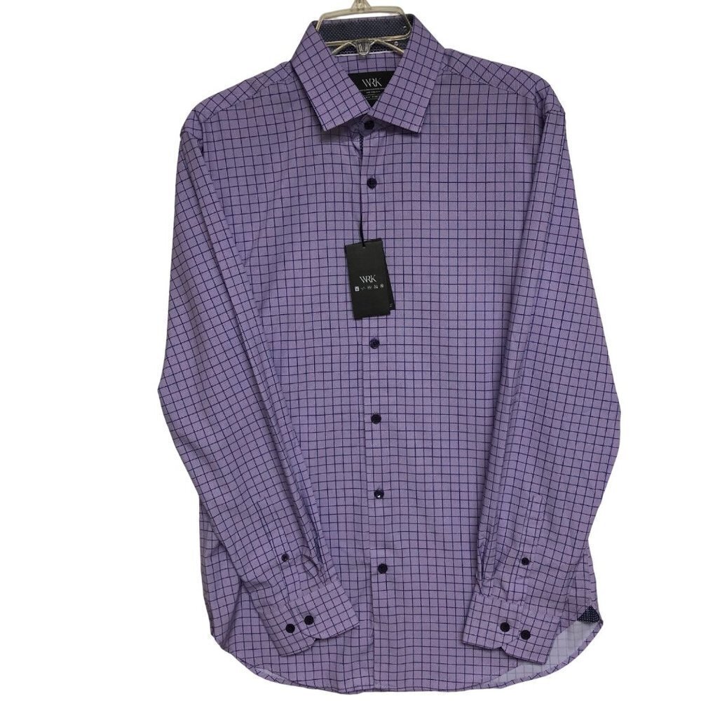 WRK $98 Men's Slim Fit Performance Stretch Check Dress‎ Shirt SIZE 15.5 NWT
